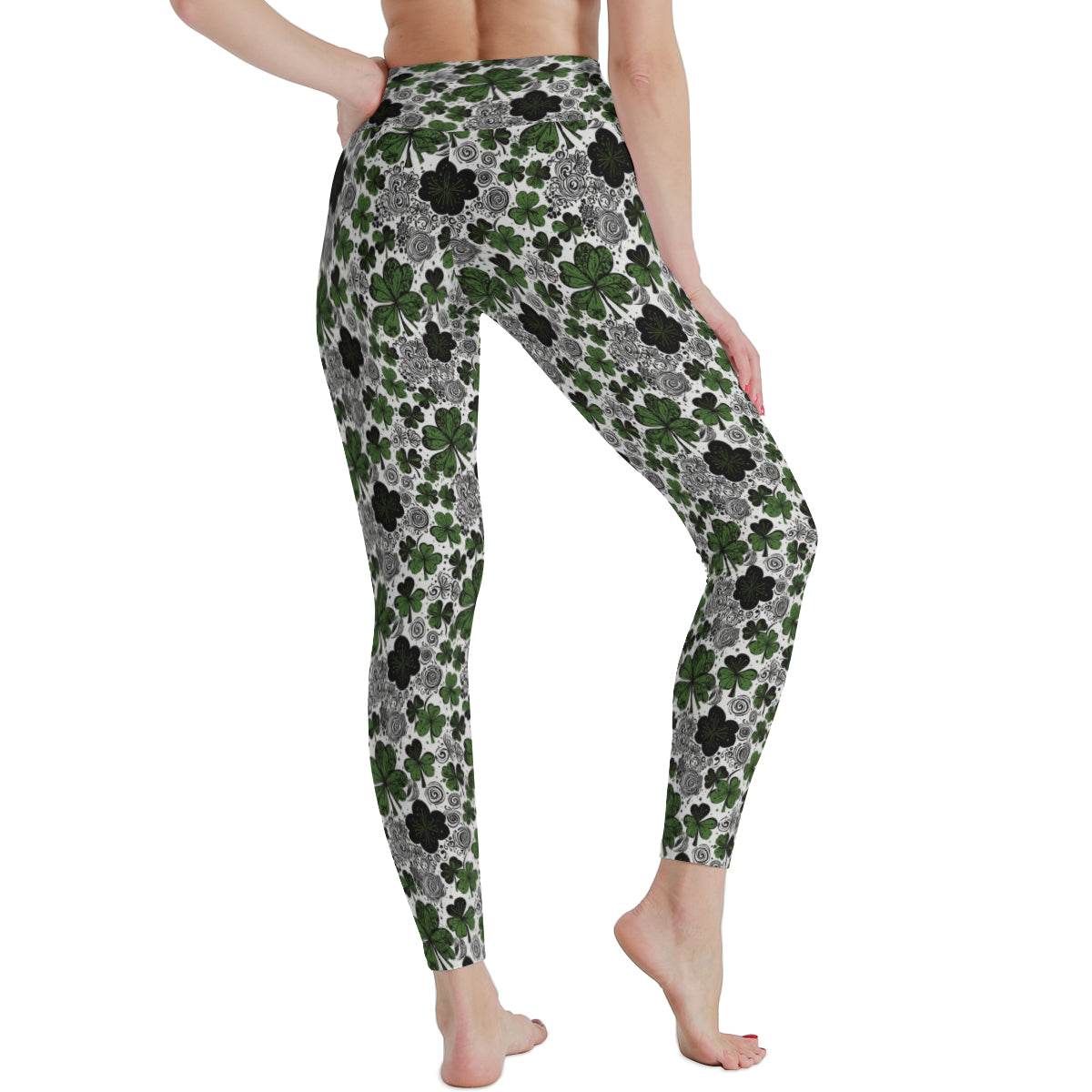 Scribbled Clovers Women's Polyester Yoga pants Leggings - DeRose Seasonal