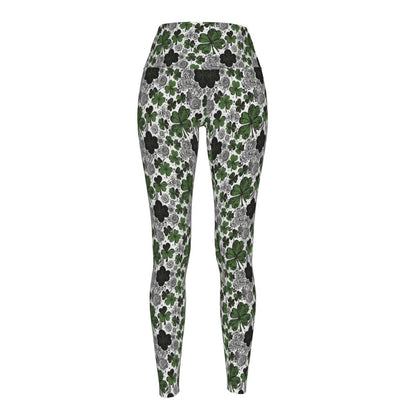 Scribbled Clovers Women's Polyester Yoga pants Leggings - DeRose Seasonal