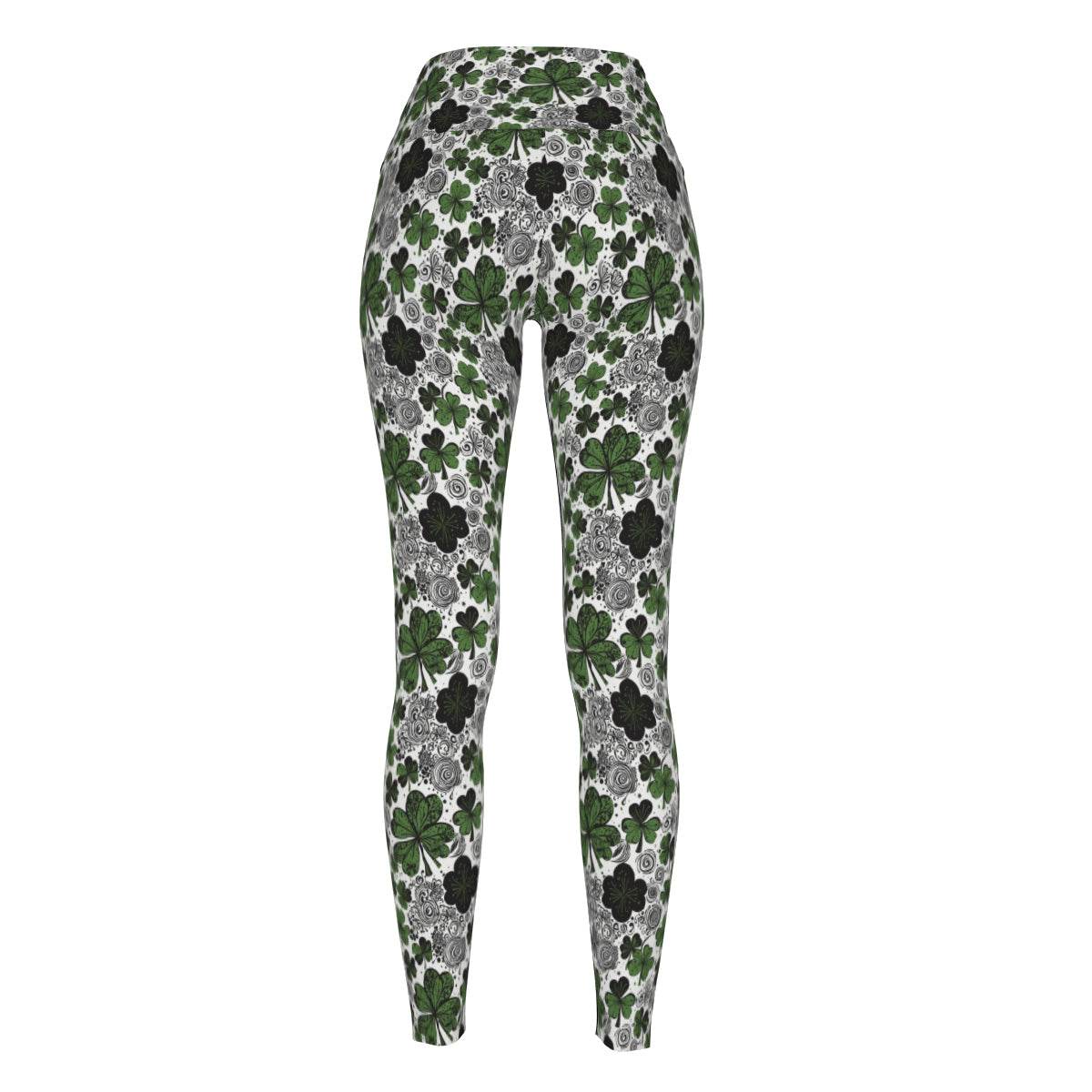 Scribbled Clovers Women's Polyester Yoga pants Leggings - DeRose Seasonal