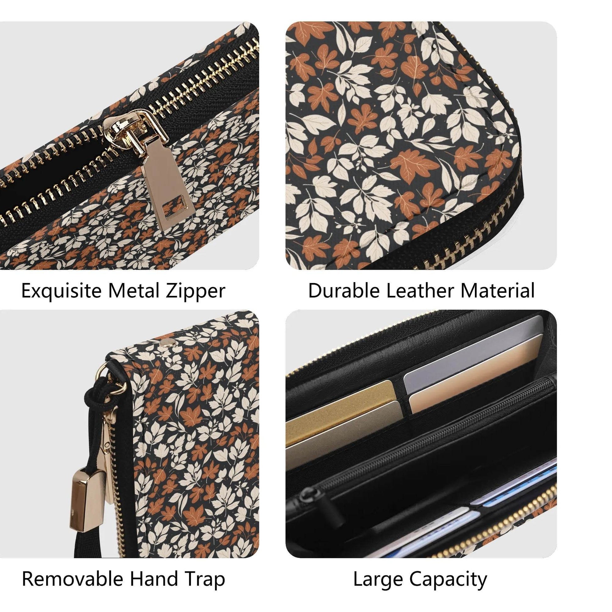 Dark Autumn Women's Leather Zipper Wristlet Wallet - DeRose Seasonal