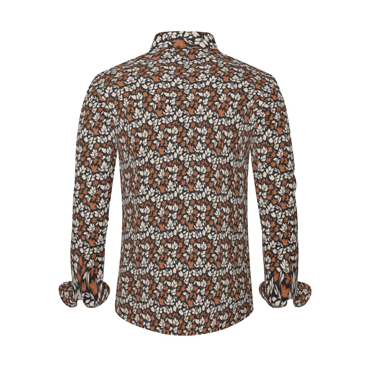 Dark Autumn Men's Classic Long-Sleeved Button up Polyester Dress Shirt - DeRose Seasonal