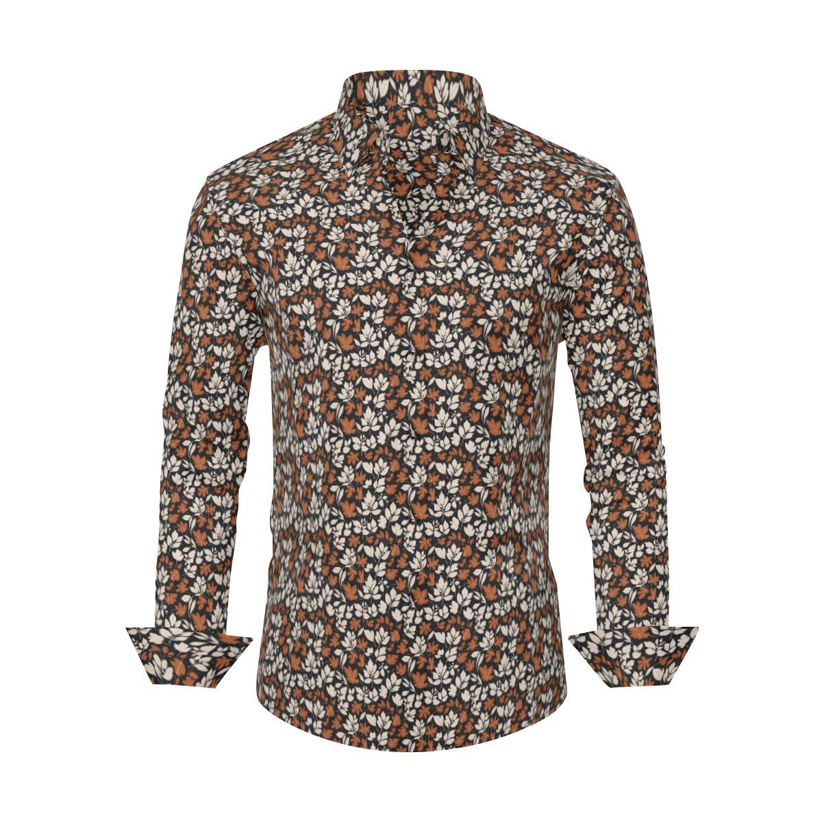 Dark Autumn Men's Classic Long-Sleeved Button up Polyester Dress Shirt - DeRose Seasonal