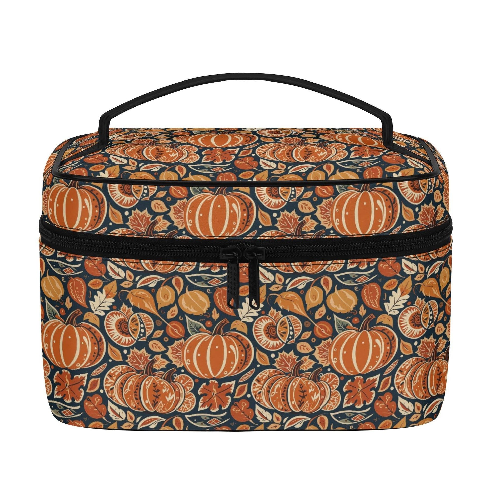 Dark Blue Pumpkin Leather Cosmetic Bag - DeRose Seasonal
