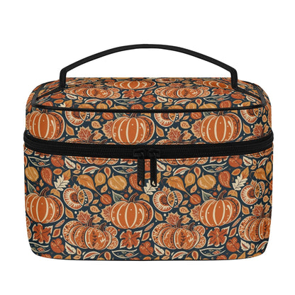 Dark Blue Pumpkin Leather Cosmetic Bag - DeRose Seasonal