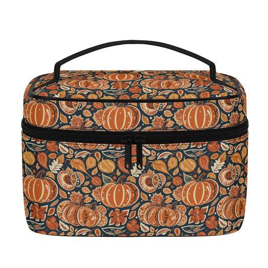 Dark Blue Pumpkin Leather Cosmetic Bag - DeRose Seasonal