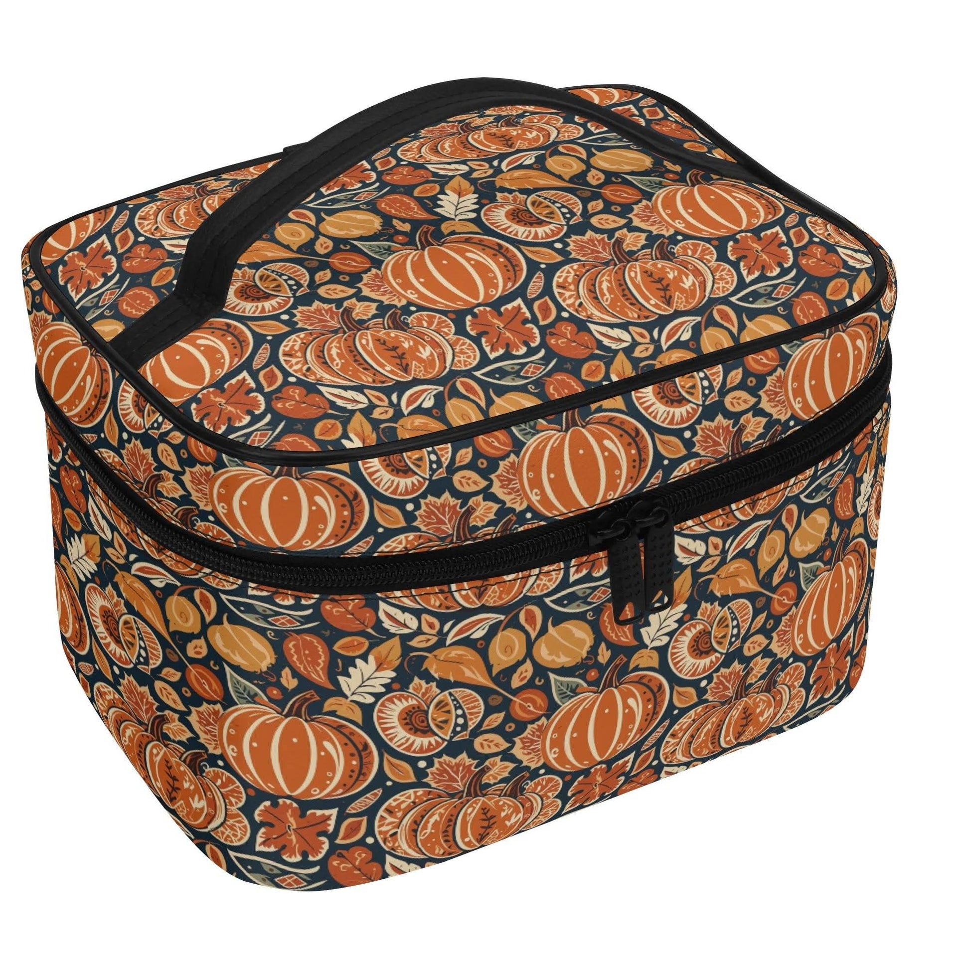Dark Blue Pumpkin Leather Cosmetic Bag - DeRose Seasonal