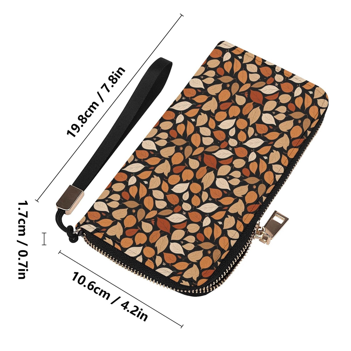 Red Leaves Leather Women's Zipper Wristlet Wallet - DeRose Seasonal