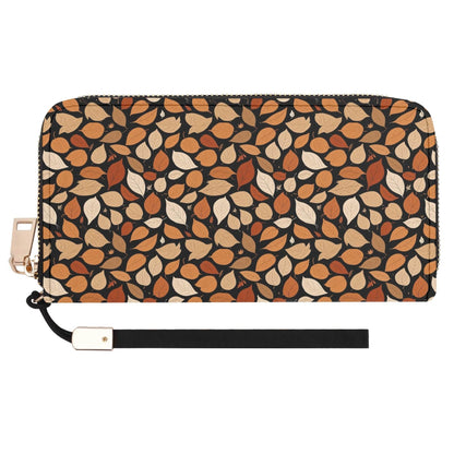Red Leaves Leather Women's Zipper Wristlet Wallet - DeRose Seasonal