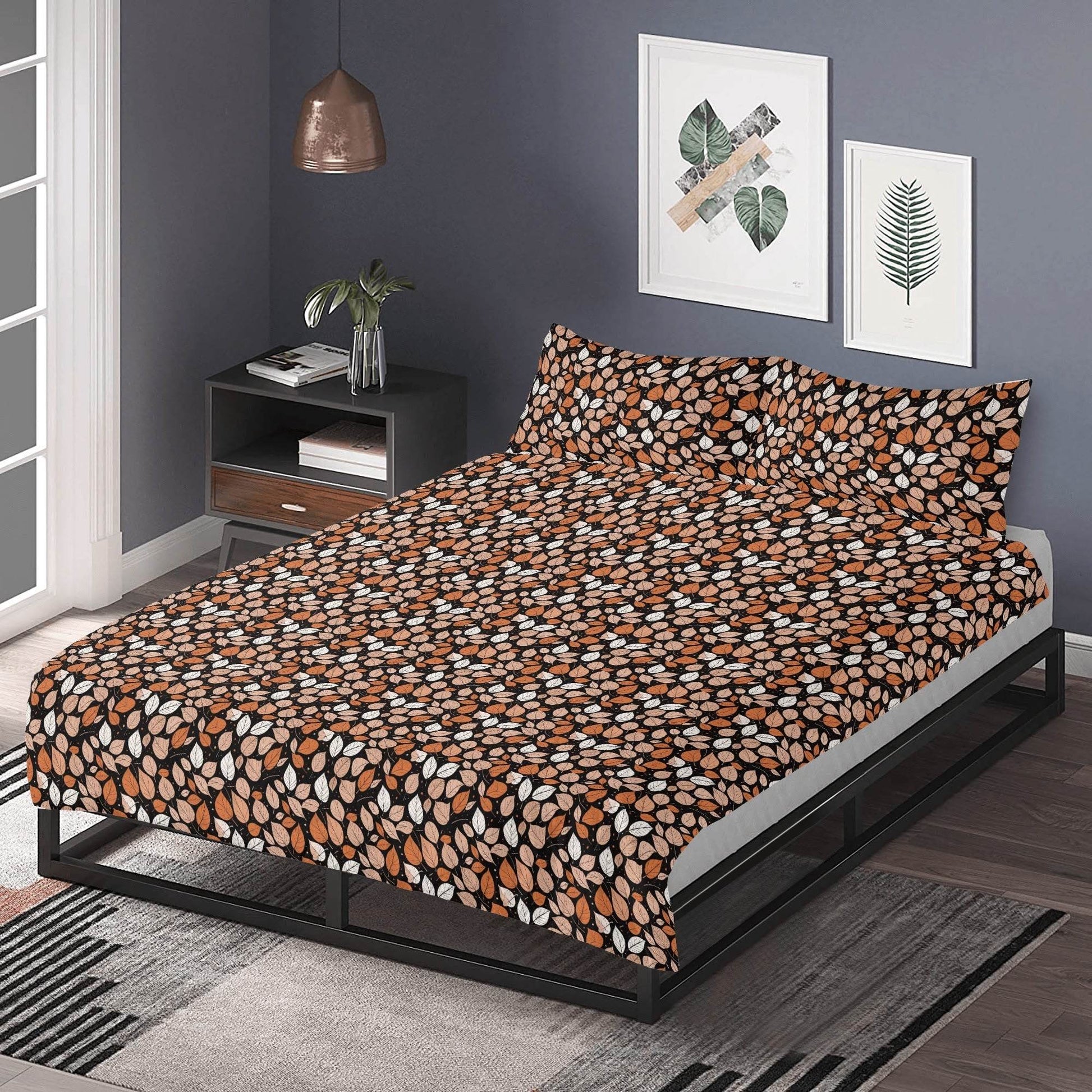 Dark Leaves 3 Pcs Beddings - DeRose Seasonal