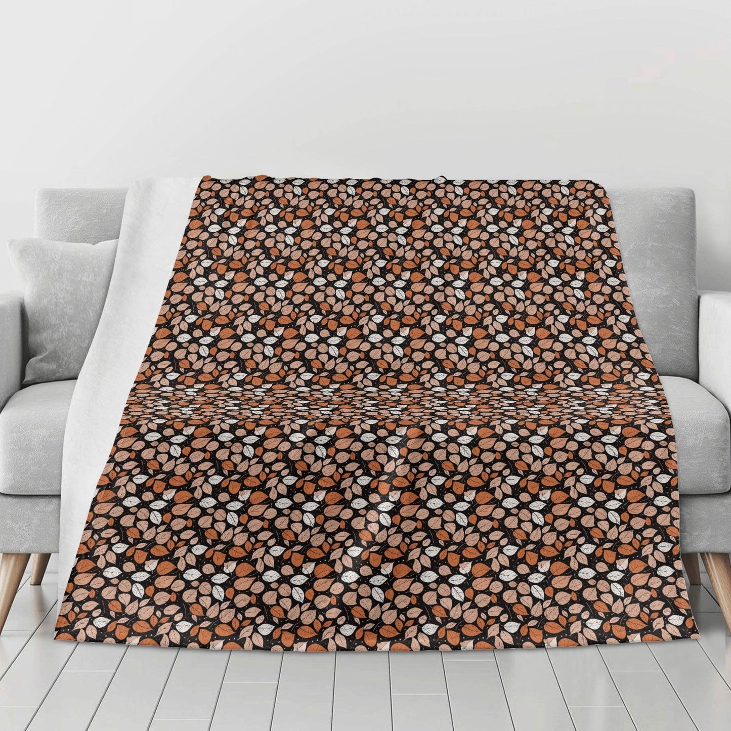Dark Leaves Flannel Breathable Blanket 4 Sizes - DeRose Seasonal