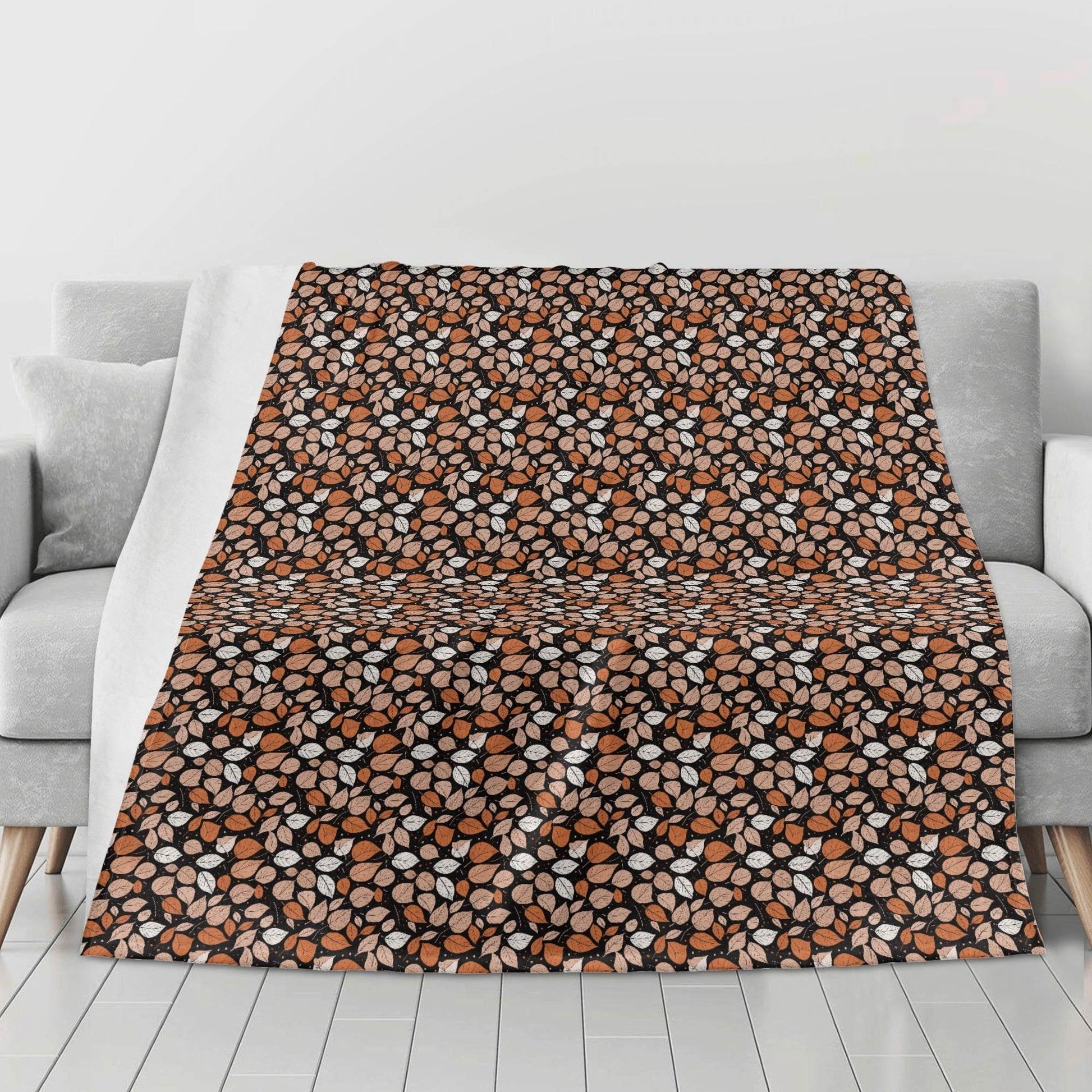 Dark Leaves Flannel Breathable Blanket 4 Sizes - DeRose Seasonal