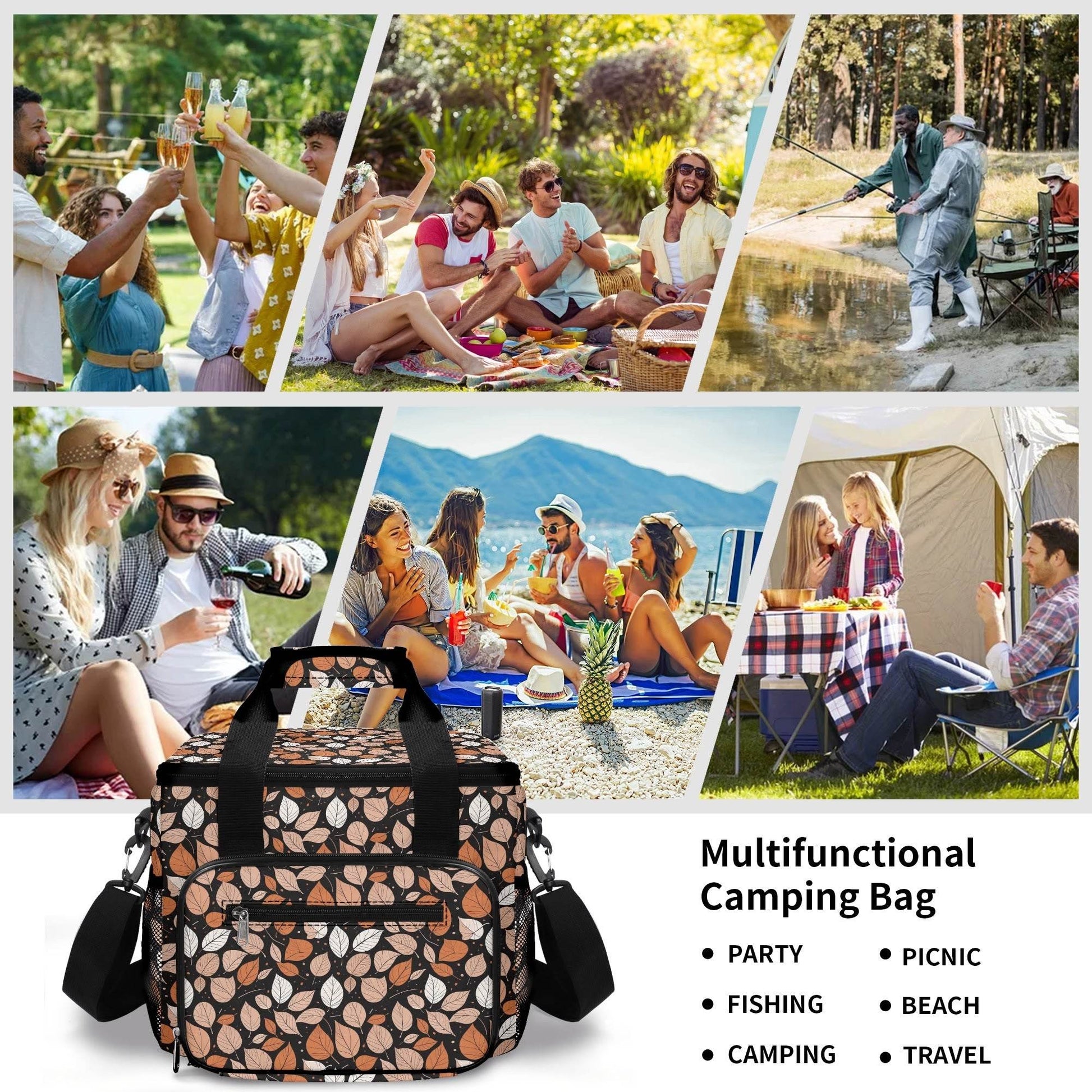 Dark Leaves Insulated Leakproof Cooler Bag Lunch Box - DeRose Seasonal