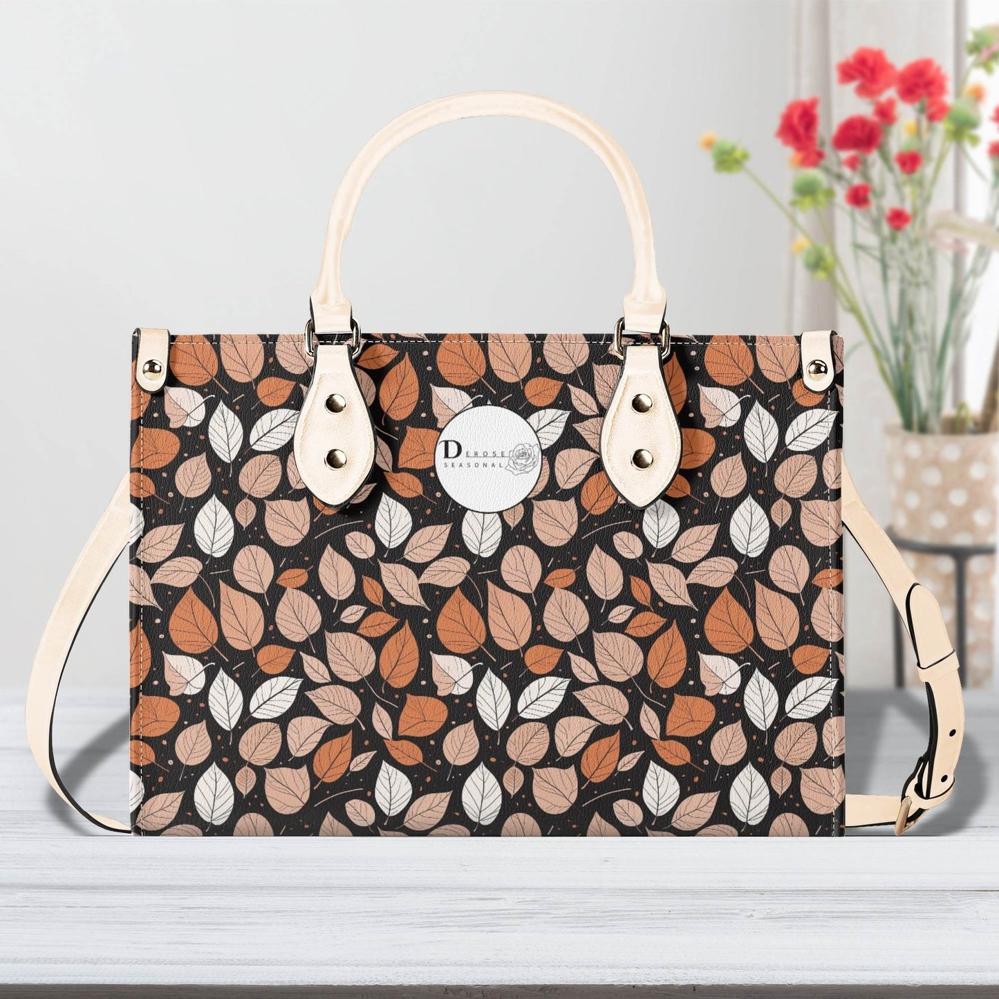 Dark Leaves Luxury Women Leather Handbag (3 sizes) - DeRose Seasonal