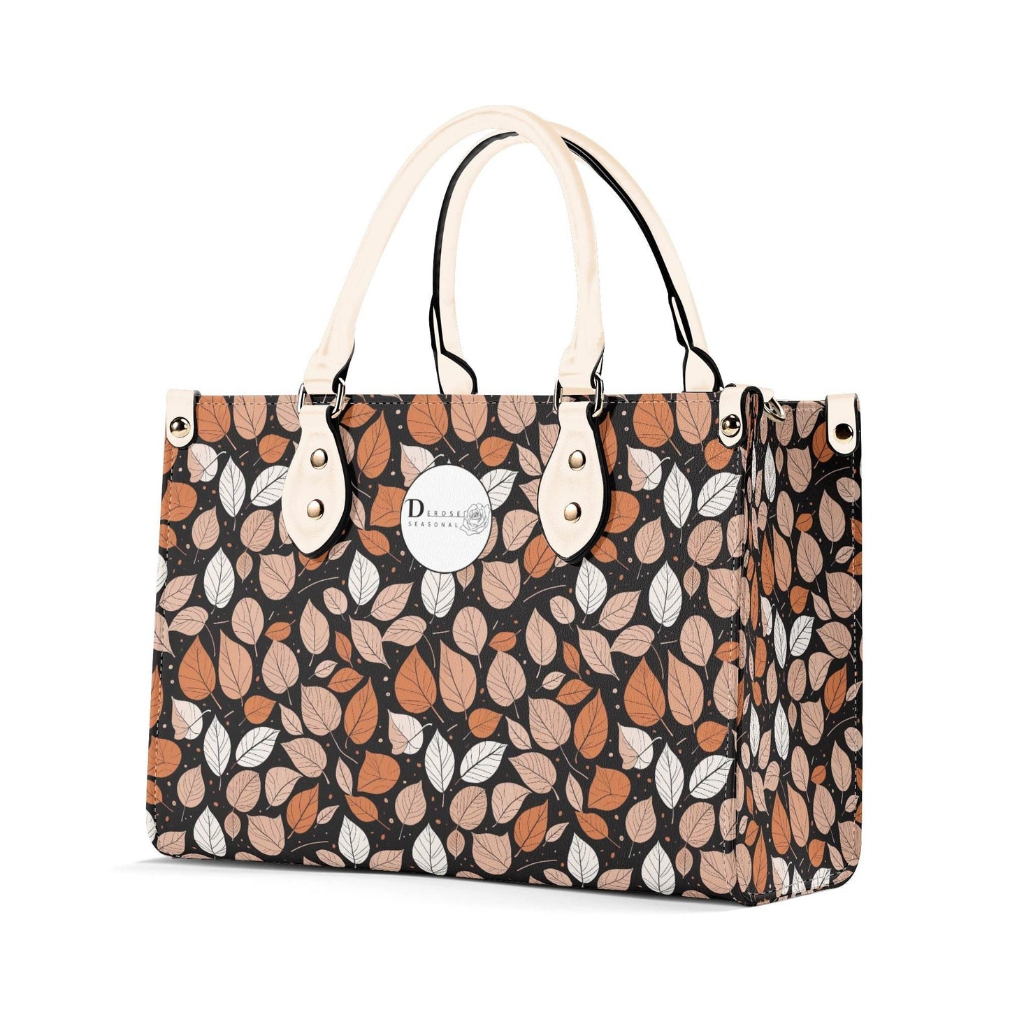 Dark Leaves Luxury Women Leather Handbag (3 sizes) - DeRose Seasonal