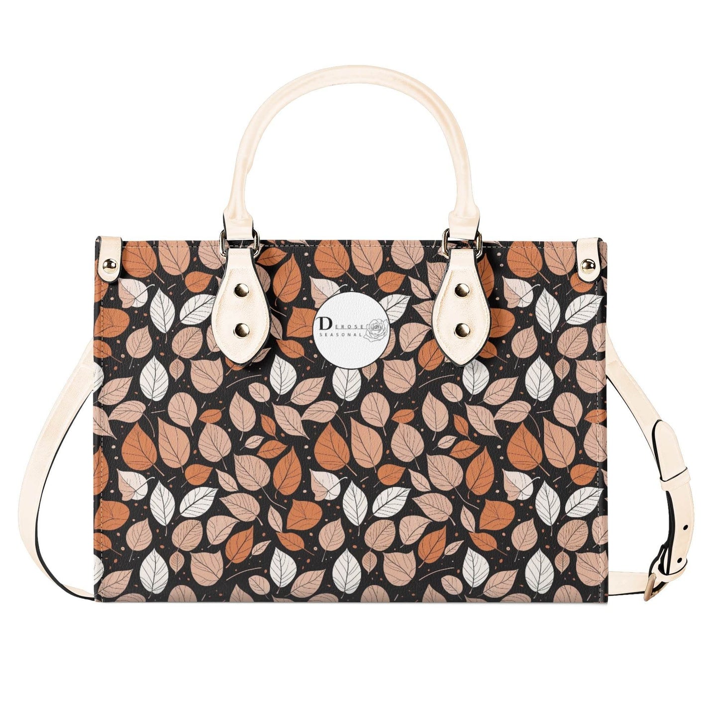 Dark Leaves Luxury Women Leather Handbag (3 sizes) - DeRose Seasonal