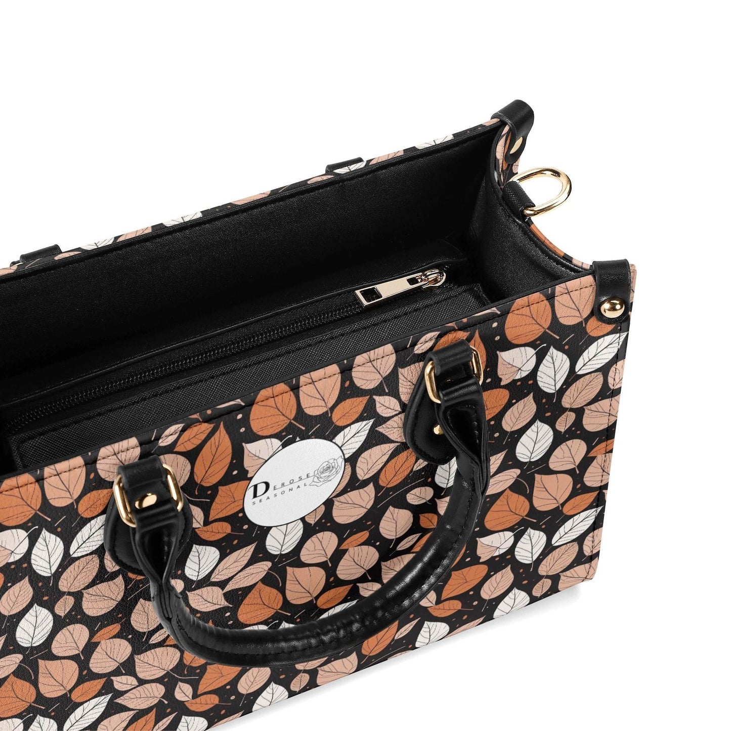 Dark Leaves Luxury Women Leather Handbag (3 sizes) - DeRose Seasonal