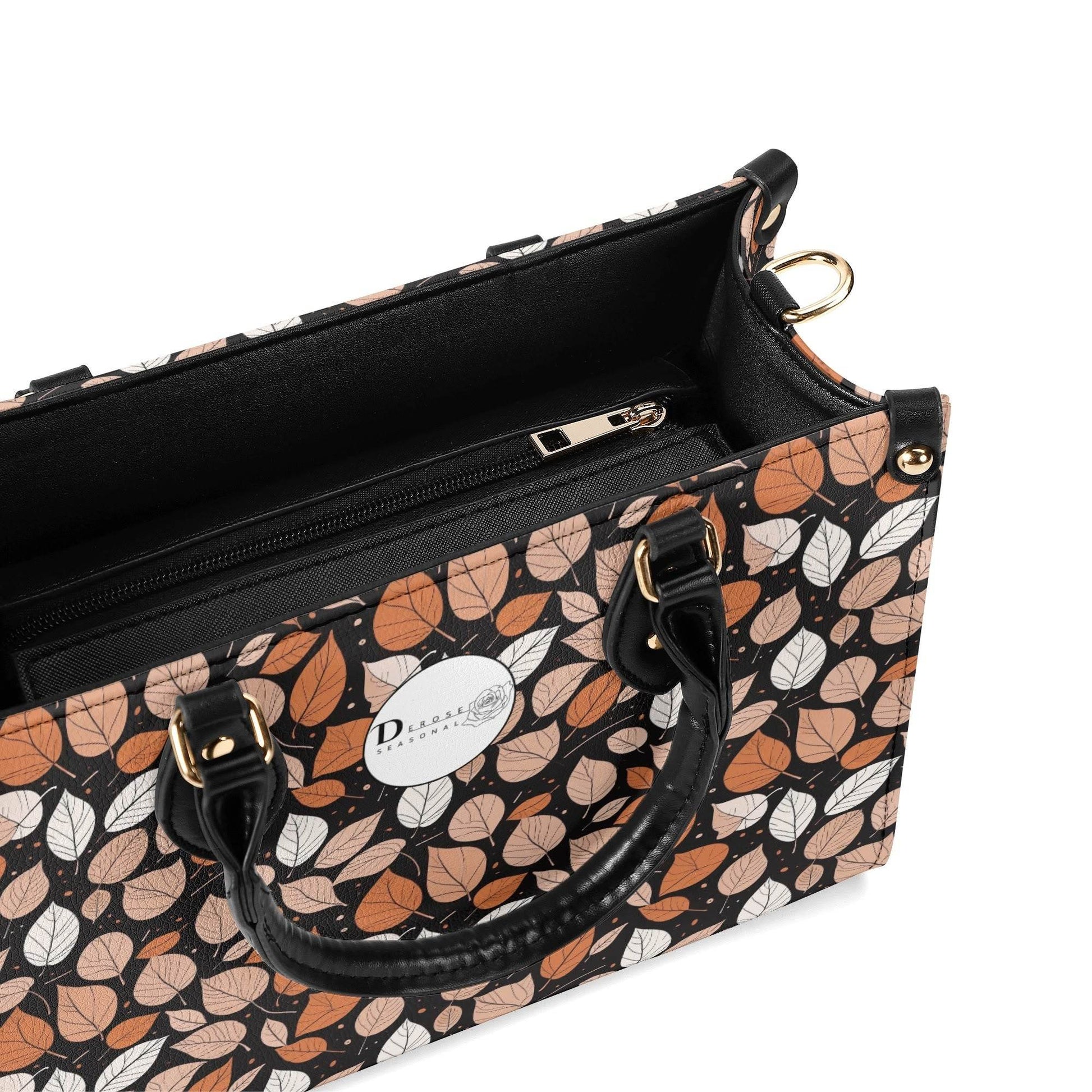 Dark Leaves Luxury Women Leather Handbag (3 sizes) - DeRose Seasonal