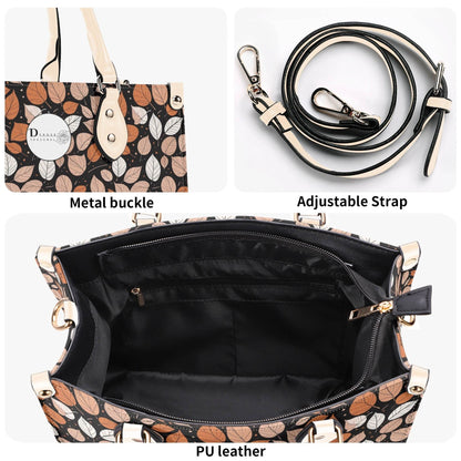 Dark Leaves Luxury Women Leather Handbag (3 sizes) - DeRose Seasonal