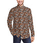 Dark Leaves Men's Classic Long-Sleeved Button up Polyester Dress Shirt - DeRose Seasonal