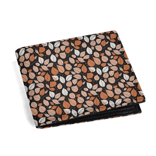 Dark Leaves Men's Minimalist Leather Folded Wallet - DeRose Seasonal