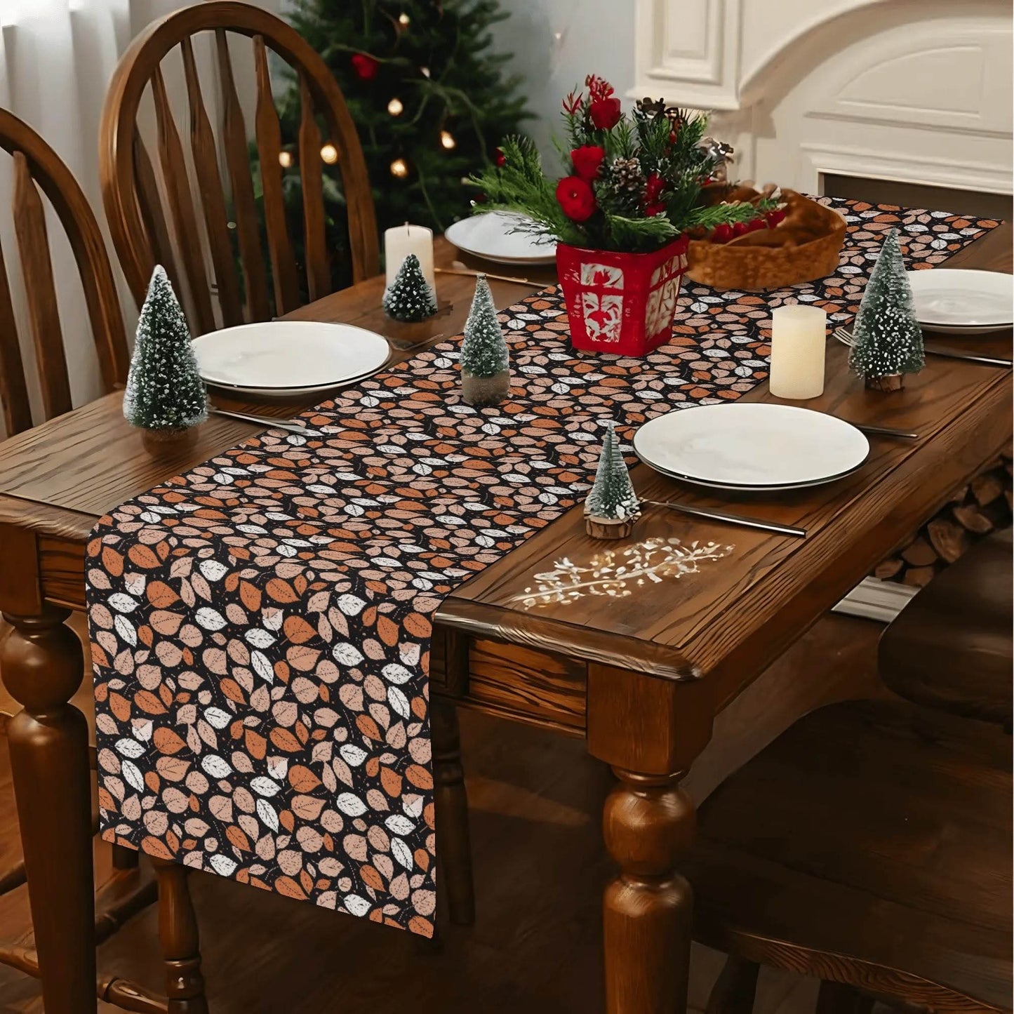Dark Leaves Polyester Table Runner - DeRose Seasonal