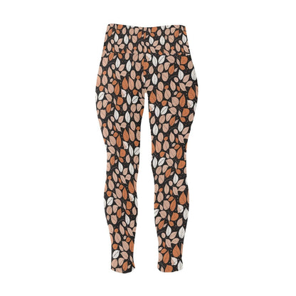 Dark Leaves Women's Plus Size High Waited Leggings Women's High Waist Leggings(Plus Size)(ModelL45) - DeRose Seasonal
