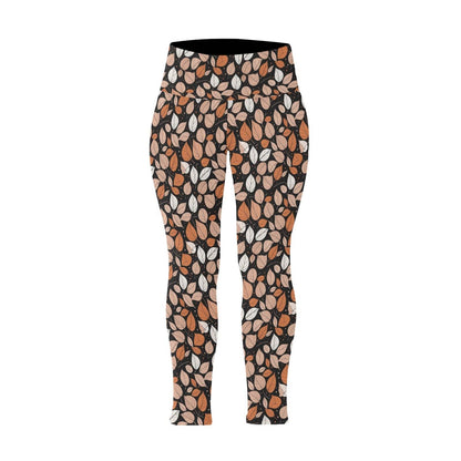Dark Leaves Women's Plus Size High Waited Leggings Women's High Waist Leggings(Plus Size)(ModelL45) - DeRose Seasonal