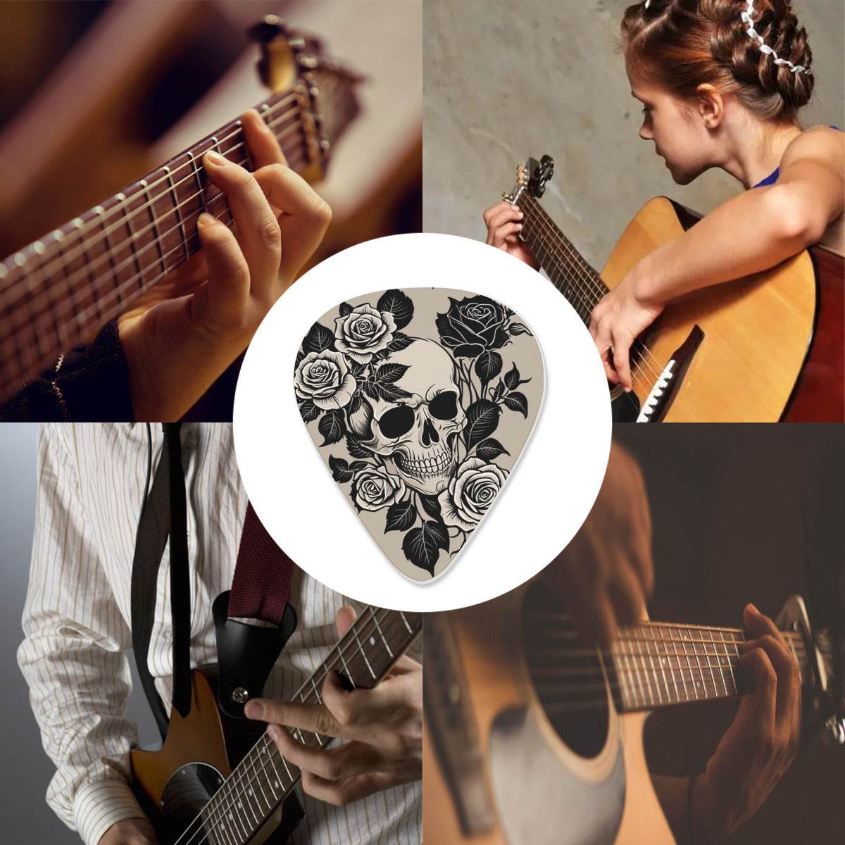 DeathDrip Gothic Tan Skull Guitar plastic Picks (Set of 6) - DeRose Seasonal