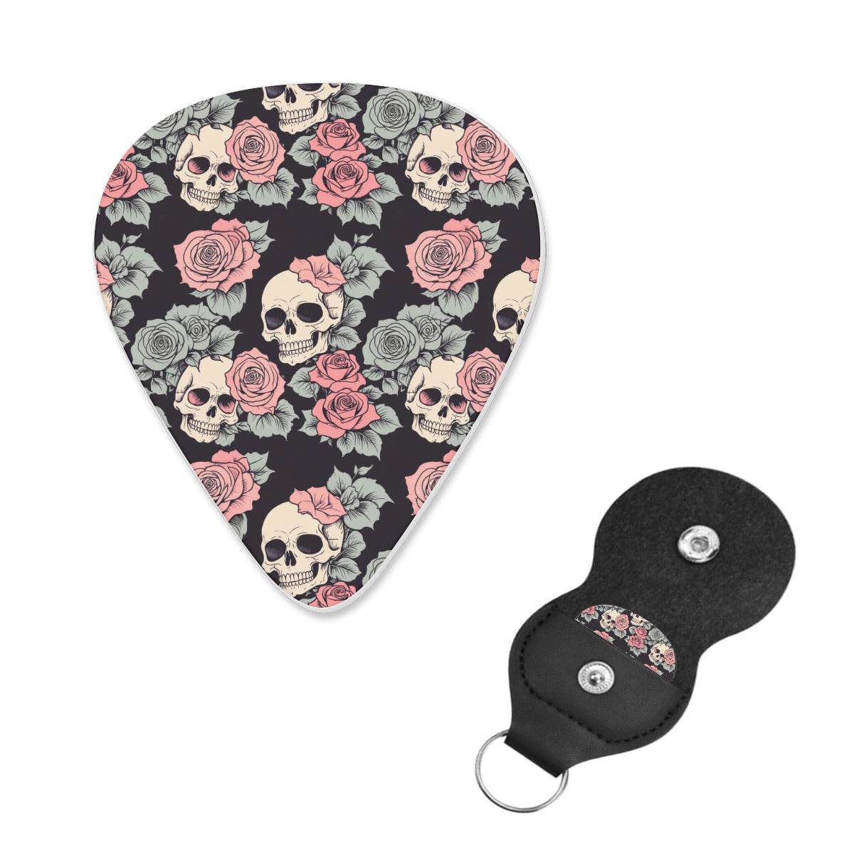 DeathDrip Skull and Pink Rose Guitar Plastic Picks (Set of 6) - DeRose Seasonal
