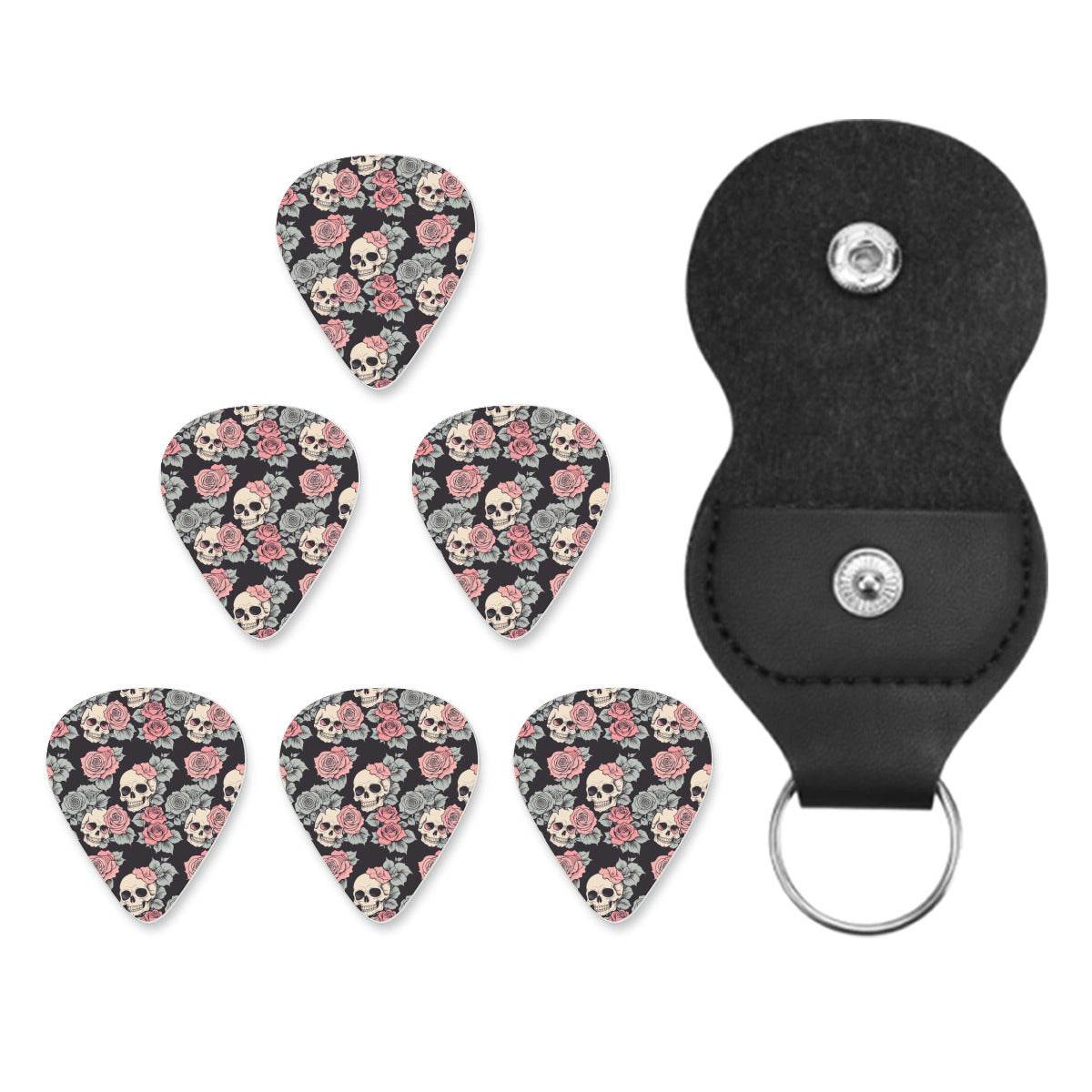 DeathDrip Skull and Pink Rose Guitar Plastic Picks (Set of 6) - DeRose Seasonal