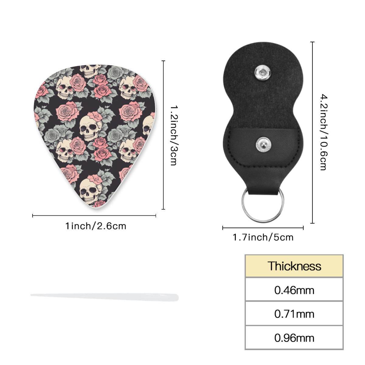 DeathDrip Skull and Pink Rose Guitar Plastic Picks (Set of 6) - DeRose Seasonal