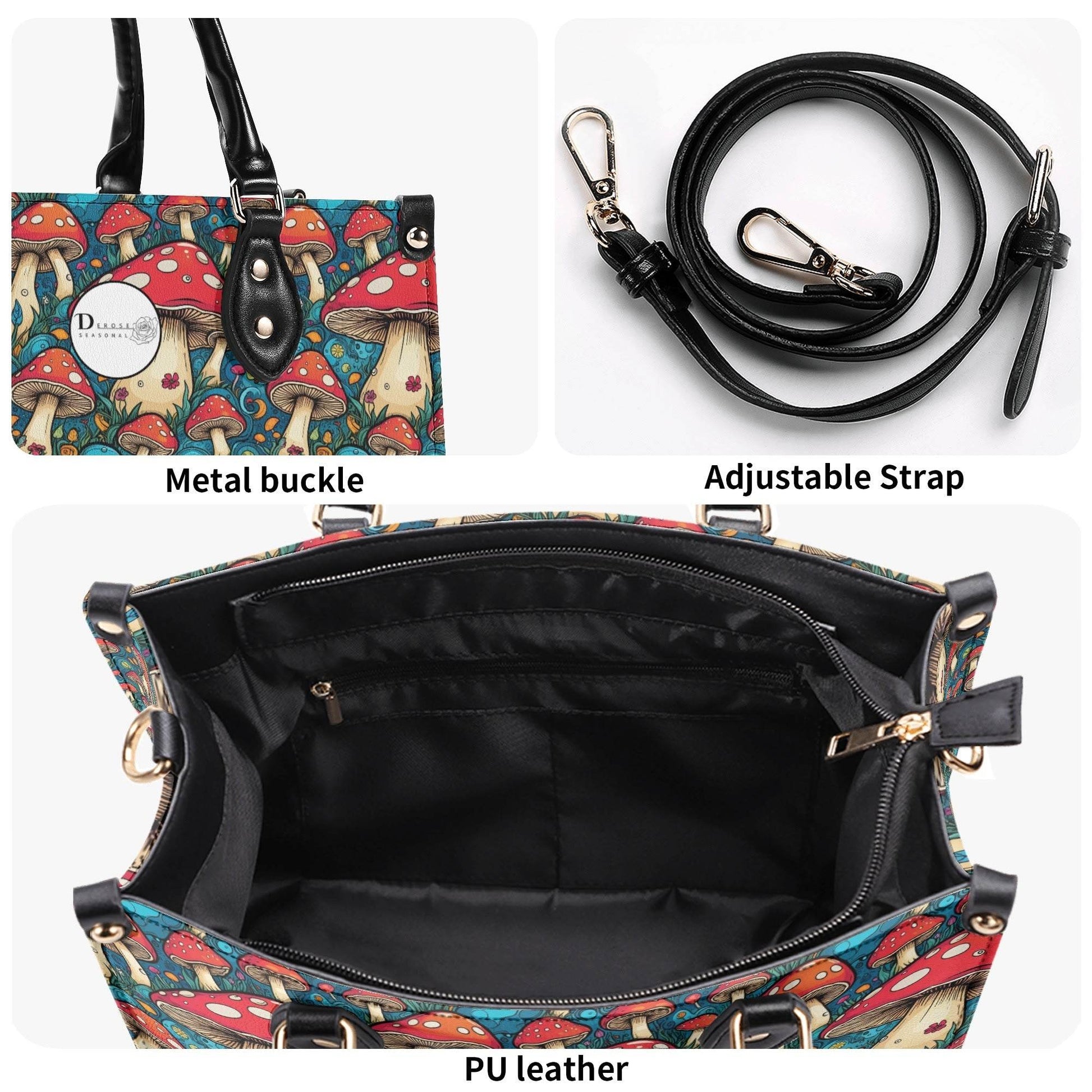 Deathcap Mushroom Luxury Women Leather Handbag (3 sizes) - DeRose Seasonal