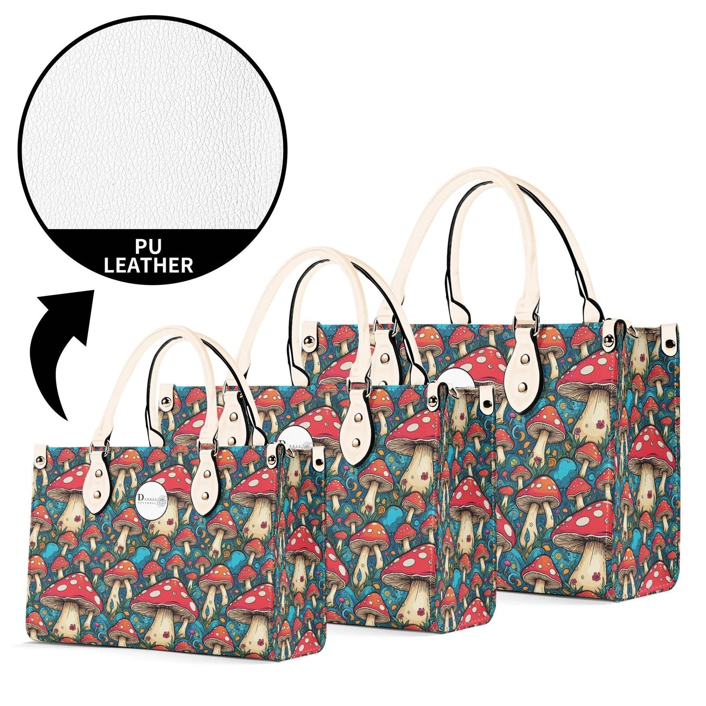 Deathcap Mushroom Luxury Women Leather Handbag (3 sizes) - DeRose Seasonal