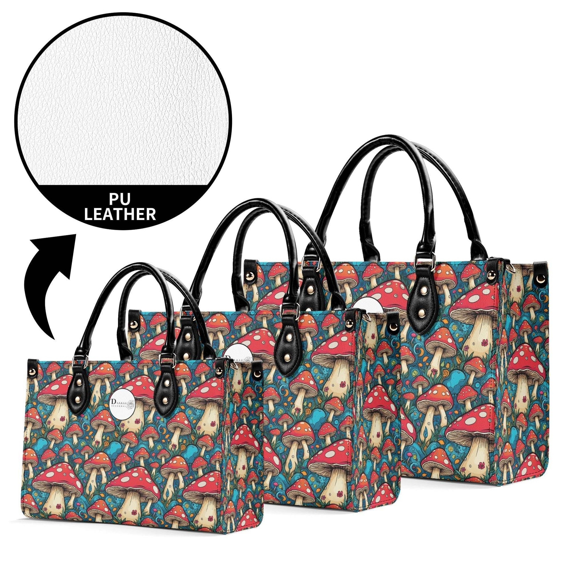 Deathcap Mushroom Luxury Women Leather Handbag (3 sizes) - DeRose Seasonal