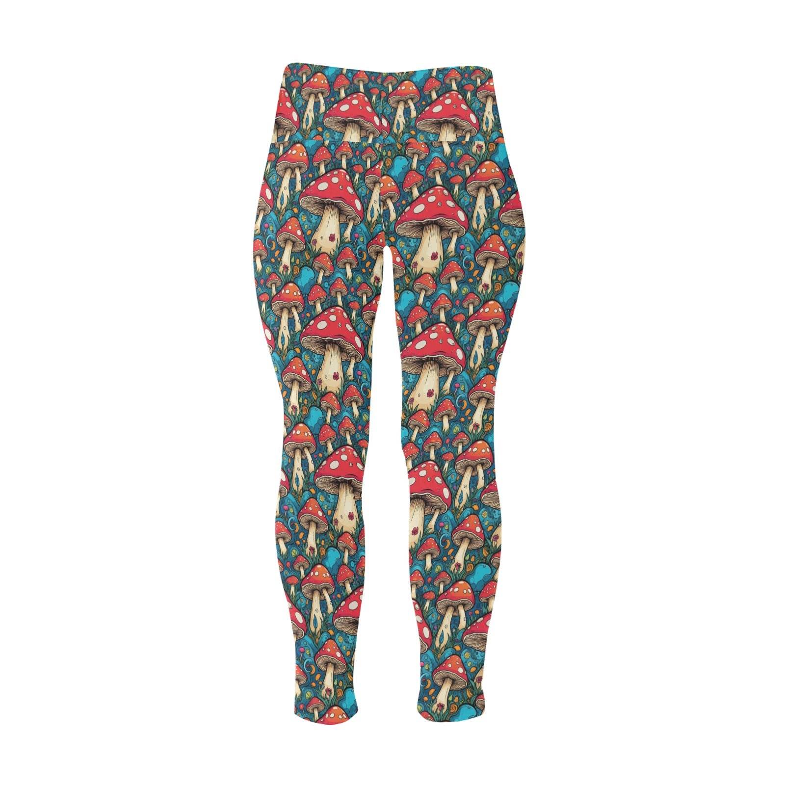 Deathcap Mushrooms Women's Plus Size High Waited Leggings Women's High Waist Leggings(Plus Size)(ModelL45) - DeRose Seasonal