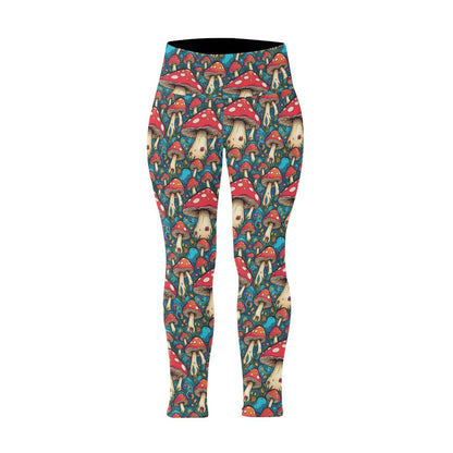 Deathcap Mushrooms Women's Plus Size High Waited Leggings Women's High Waist Leggings(Plus Size)(ModelL45) - DeRose Seasonal