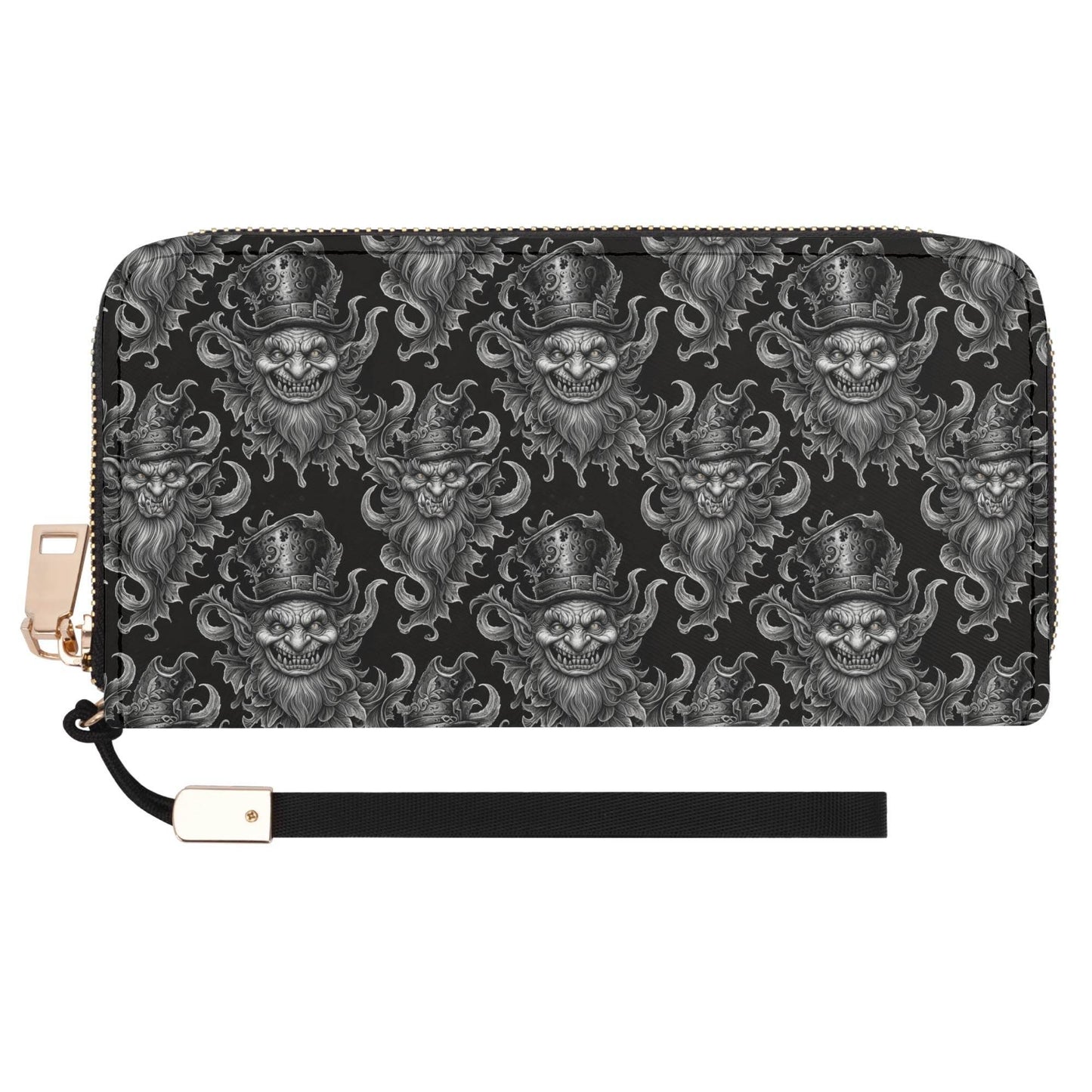 Demon Leprechaun Women's Leather Zipper Wristlet Wallet - DeRose Seasonal