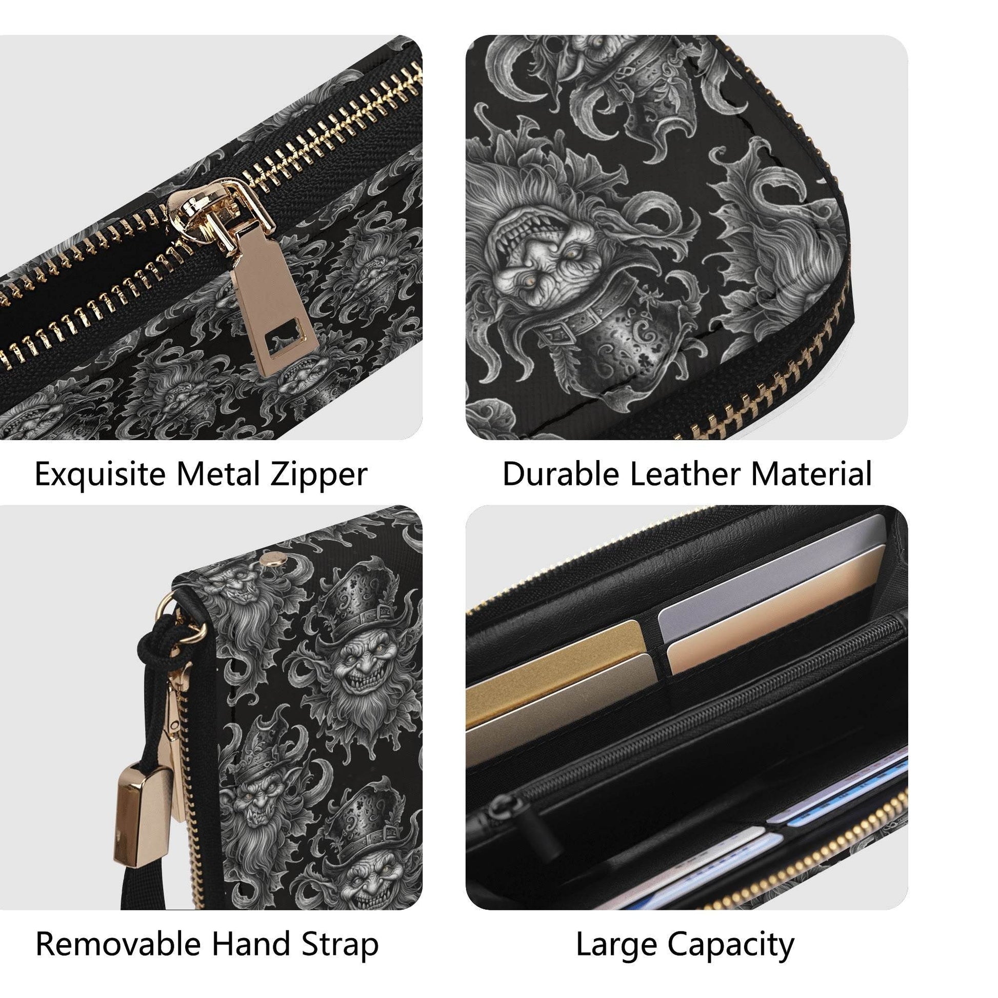 Demon Leprechaun Women's Leather Zipper Wristlet Wallet - DeRose Seasonal