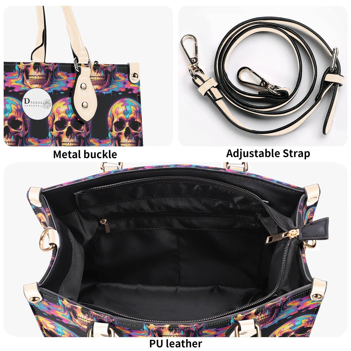 Dripping Skull Luxury Women Leather Handbag (3 sizes) - DeRose Seasonal