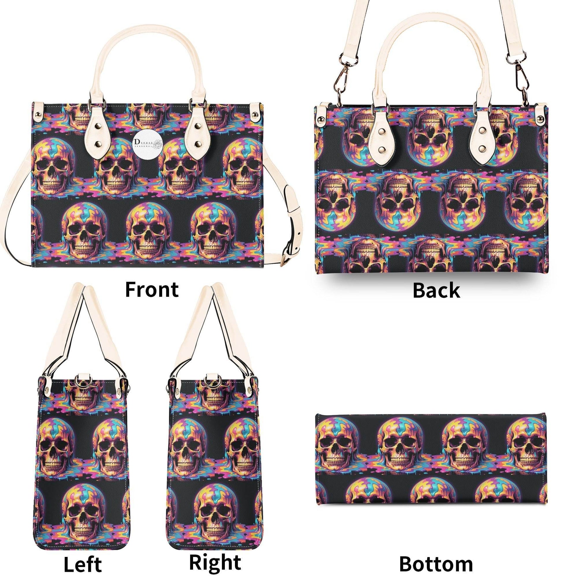 Dripping Skull Luxury Women Leather Handbag (3 sizes) - DeRose Seasonal