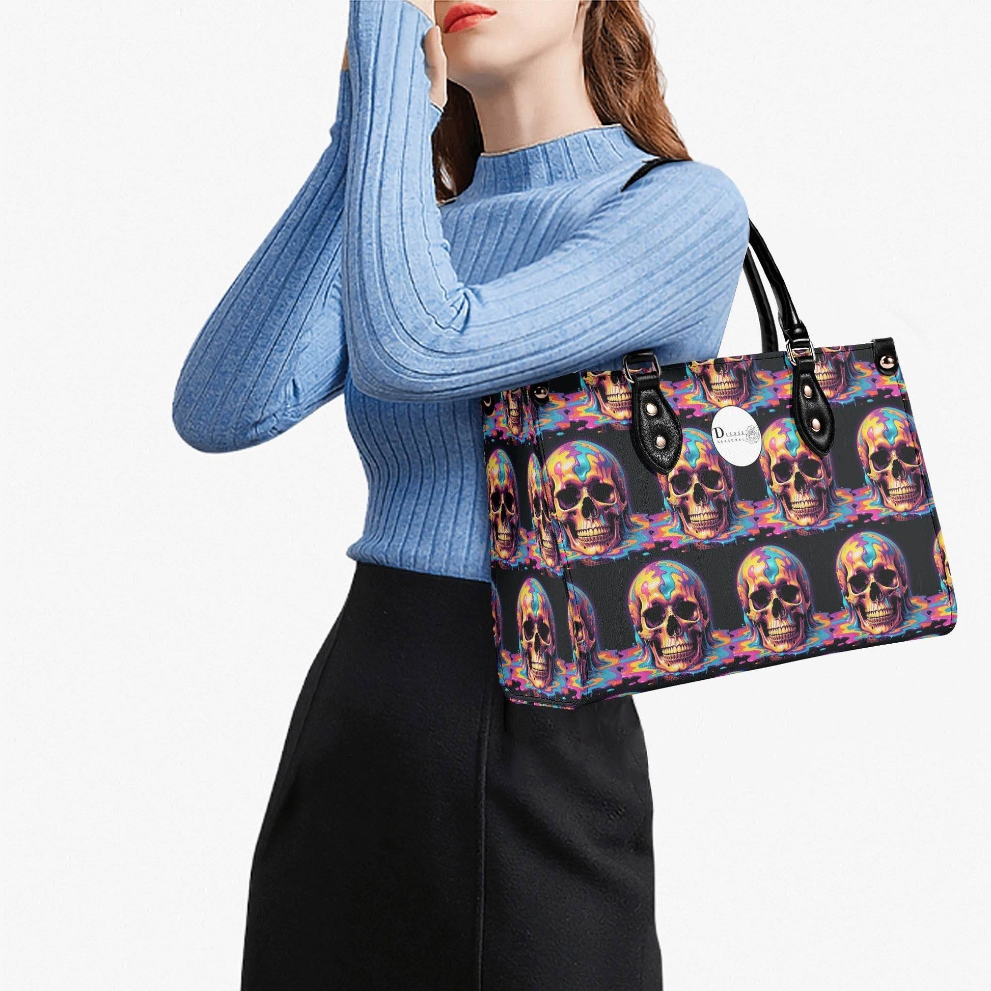 Dripping Skull Luxury Women Leather Handbag (3 sizes) - DeRose Seasonal