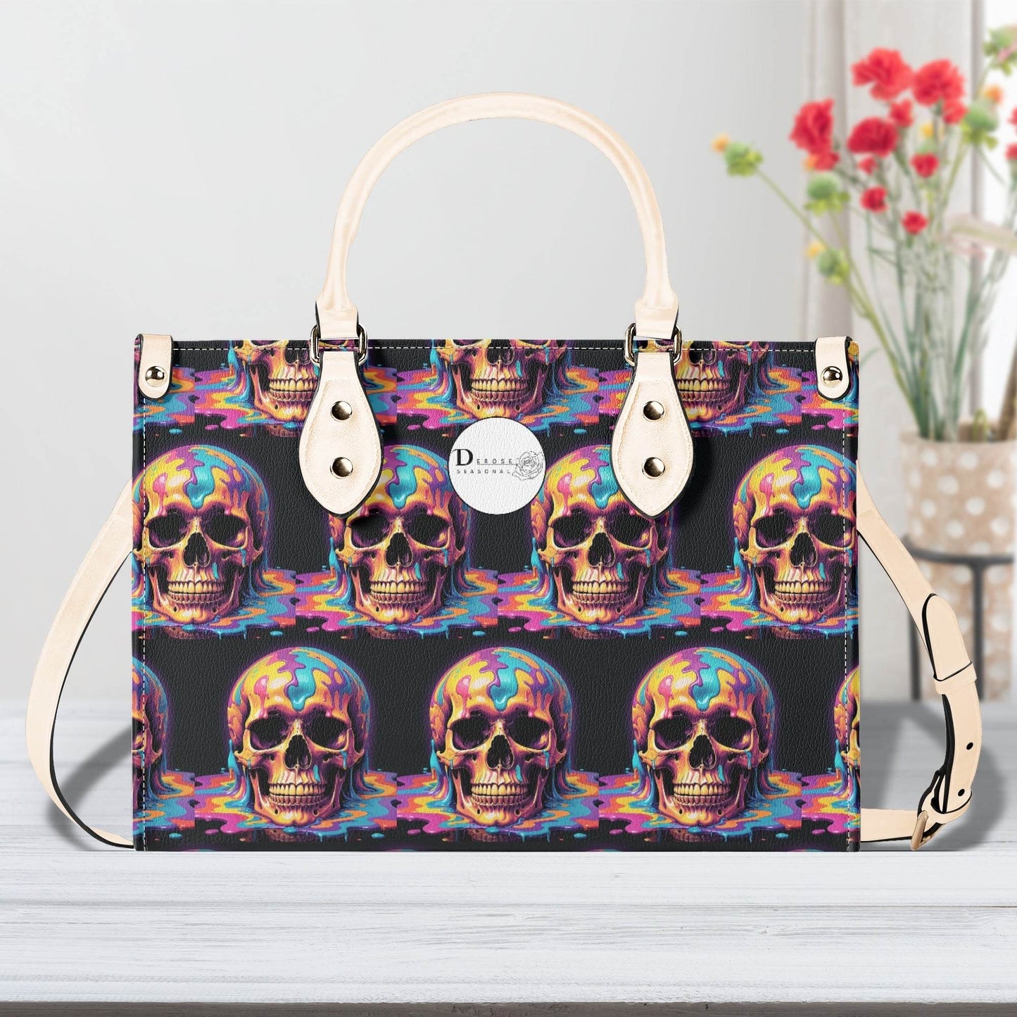 Dripping Skull Luxury Women Leather Handbag (3 sizes) - DeRose Seasonal