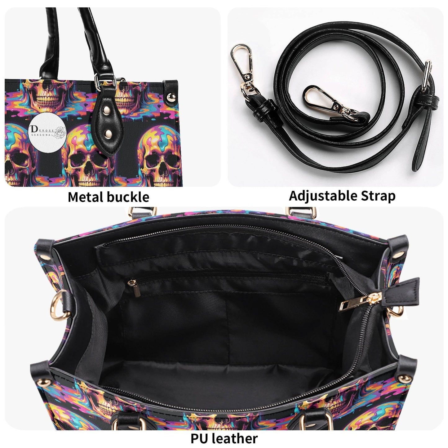 Dripping Skull Luxury Women Leather Handbag (3 sizes) - DeRose Seasonal