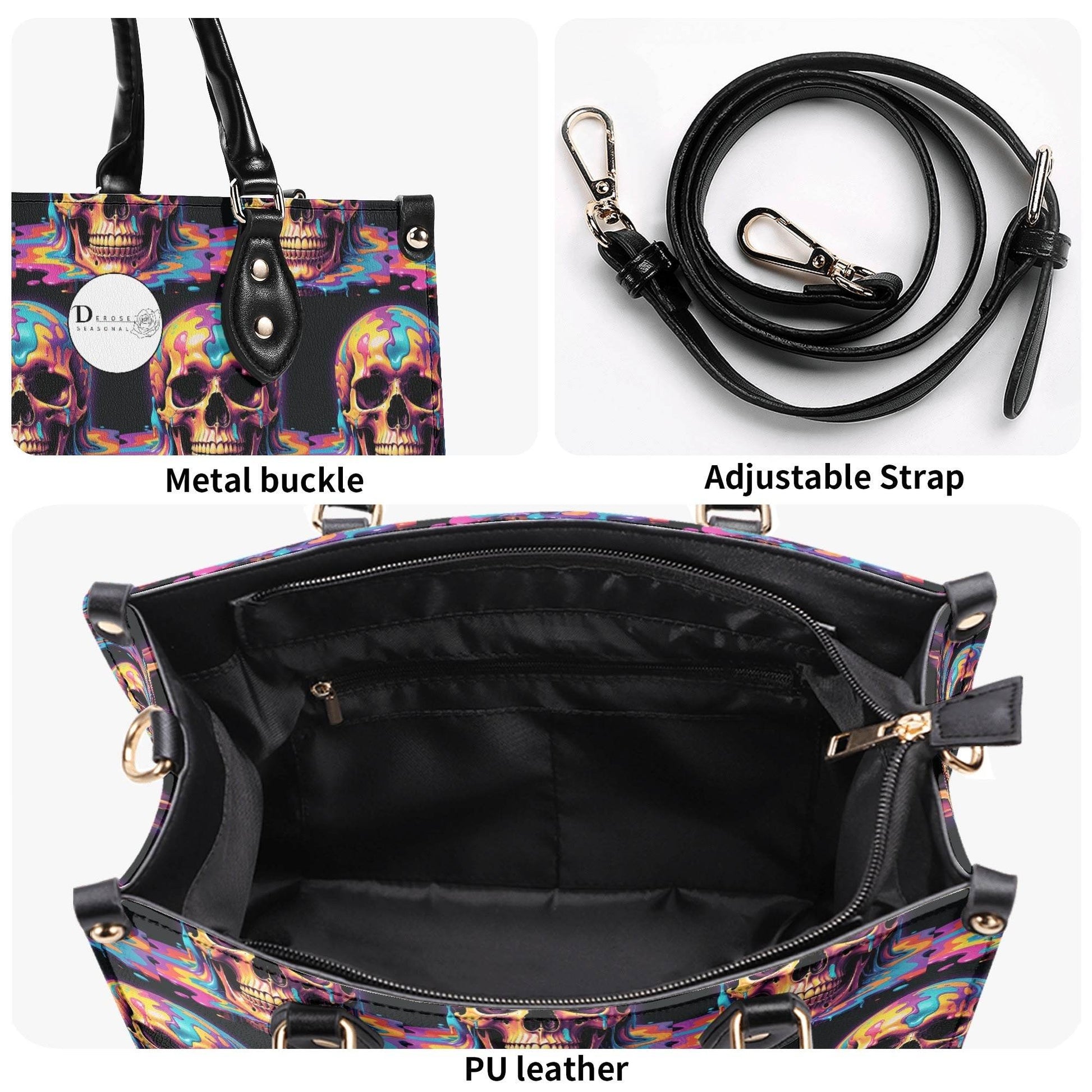 Dripping Skull Luxury Women Leather Handbag (3 sizes) - DeRose Seasonal
