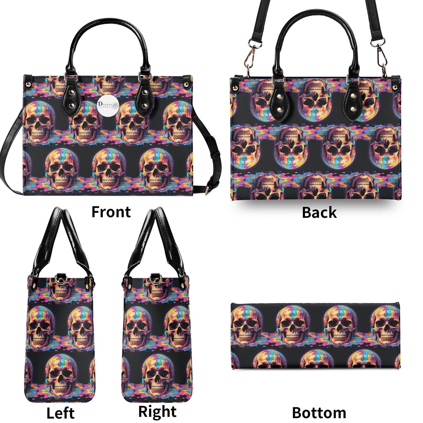 Dripping Skull Luxury Women Leather Handbag (3 sizes) - DeRose Seasonal