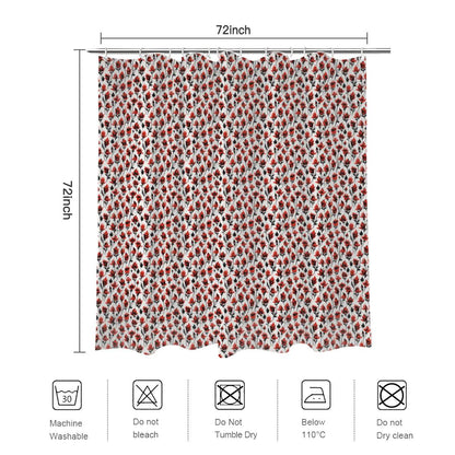 Floral Fire Bathroom Four-Piece Set(Shower Curtain + Toilet Cover Mat + Toilet Foot Mat + Floor Mat)| Polyester - DeRose Seasonal