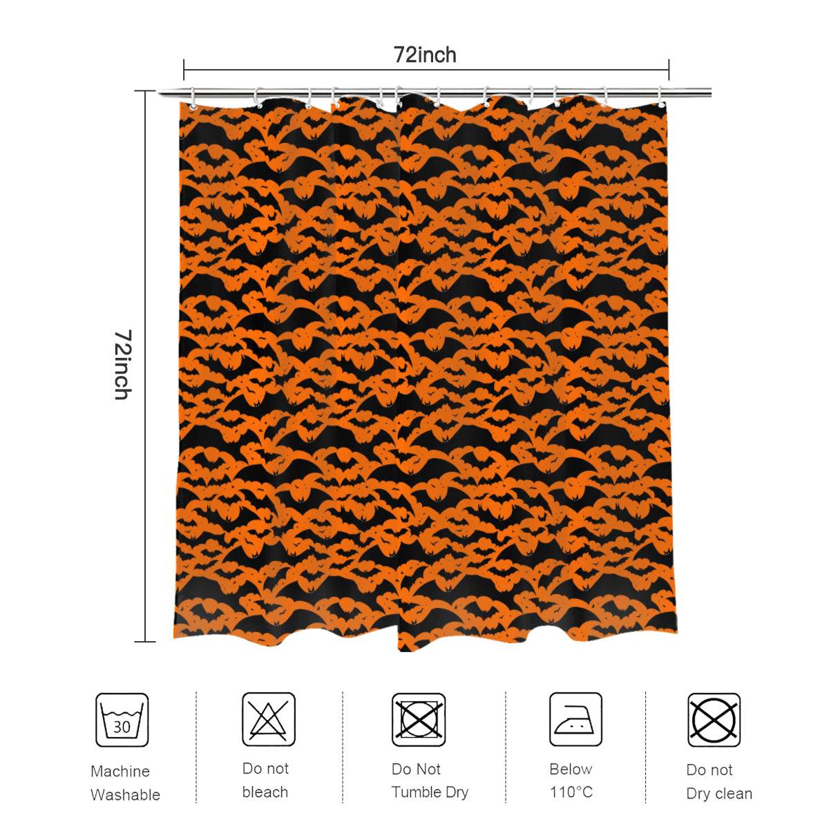 Halloween Bats Bathroom Four-Piece Set(Shower Curtain + Toilet Cover Mat + Toilet Foot Mat + Floor Mat)| Polyester - DeRose Seasonal
