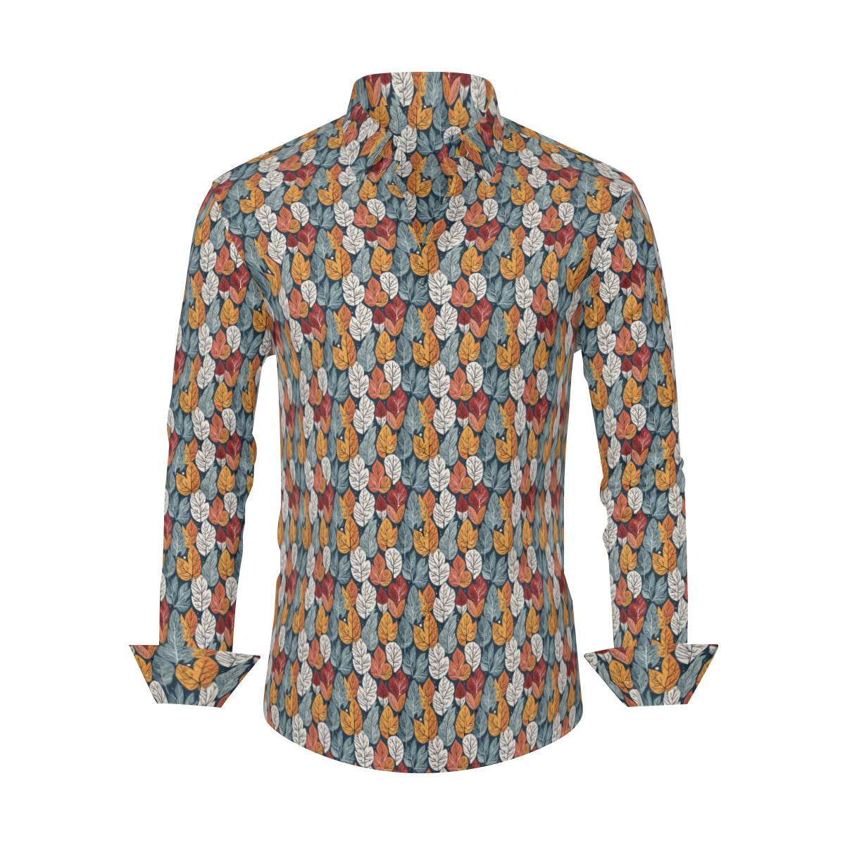 Fall Into Winter Men's Classic Long-Sleeved Button up Polyester Dress Shirt - DeRose Seasonal