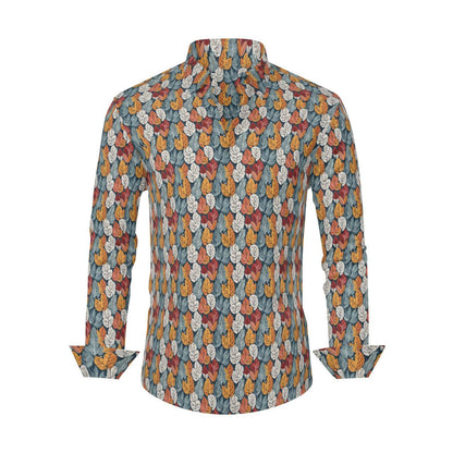 Fall Into Winter Men's Classic Long-Sleeved Button up Polyester Dress Shirt - DeRose Seasonal