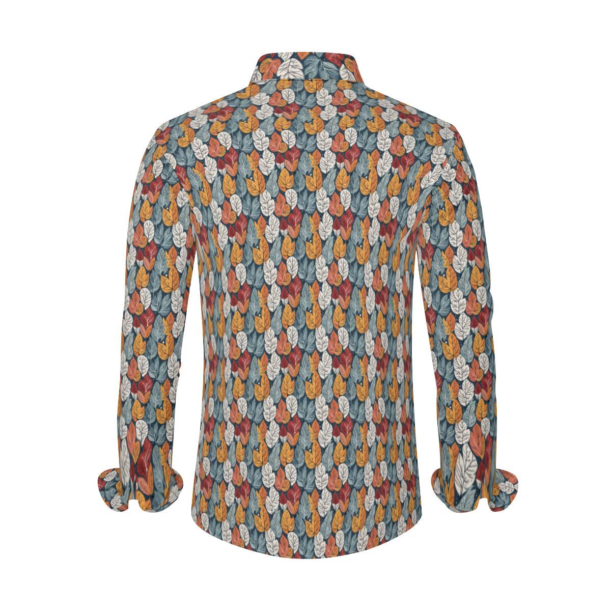 Fall Into Winter Men's Classic Long-Sleeved Button up Polyester Dress Shirt - DeRose Seasonal